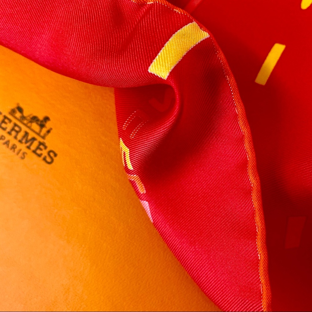 Hermes ‘Pluie D’etincelles’ Strawberry Silk Scarf